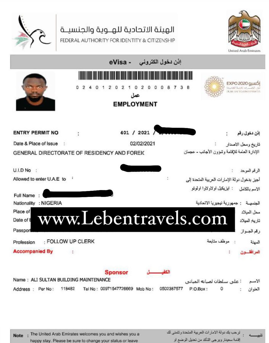 Dubai visit visa for job search